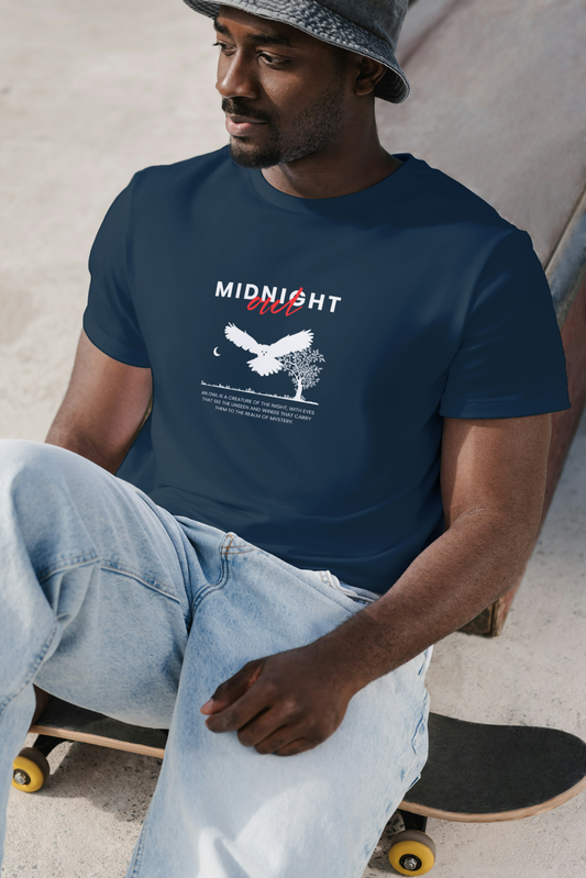 Male Round Neck Half Sleeve Classic T-Shirt ( Midnight Walker )